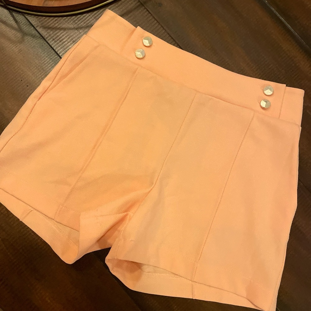 Pink Shorts with Gold Buttons